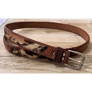Vintage Toscana Braided Genuine Croc Leather Belt Calf Hair Brown Black Sz 34-38